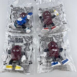 Hardees California Dancin' Raisins Lot of 4 2001 Mini Figures 2" Sealed Complete